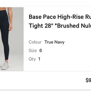 Lululemon Base Pace High-Rise Running Tight - True Navy 28inch